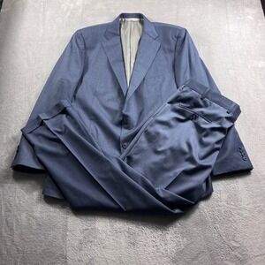 Samuelsohn Men Blue Glen Plaid Super 130s Wool Suit 44R SB Garner Made in Canada